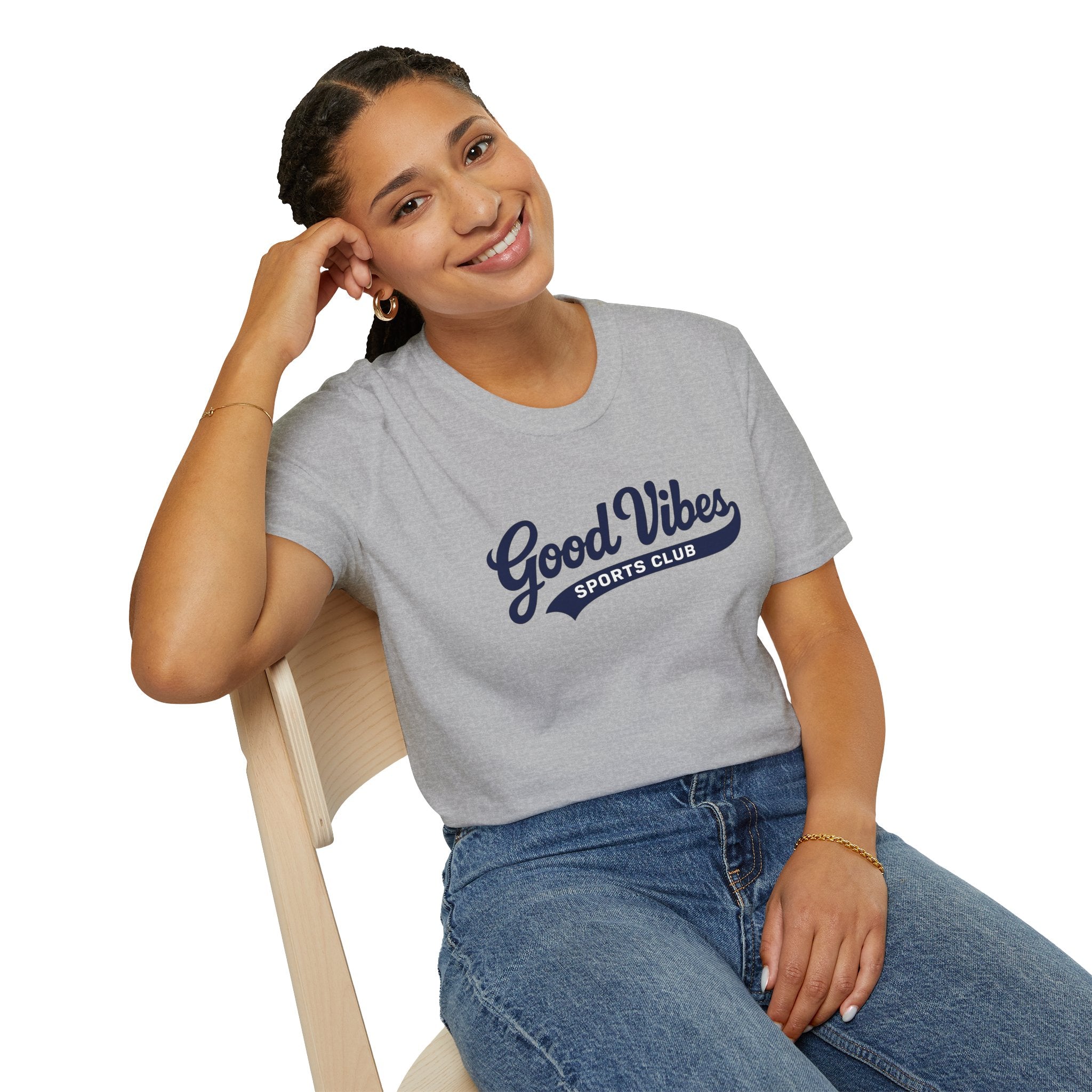 Good Vibes Sports Club T-Shirt — Casual Retro Athletic Tee