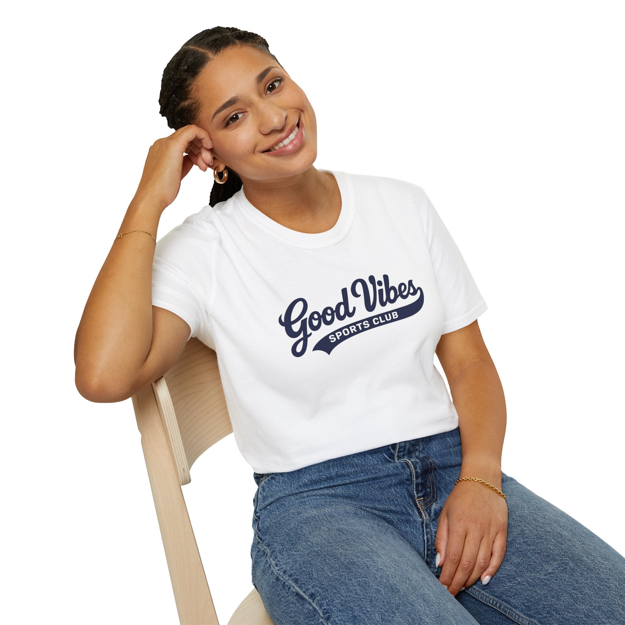 Good Vibes Sports Club T-Shirt — Casual Retro Athletic Tee