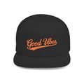 Good Vibes Flat Bill Snapback Hat – Embroidered Orange Script Cap