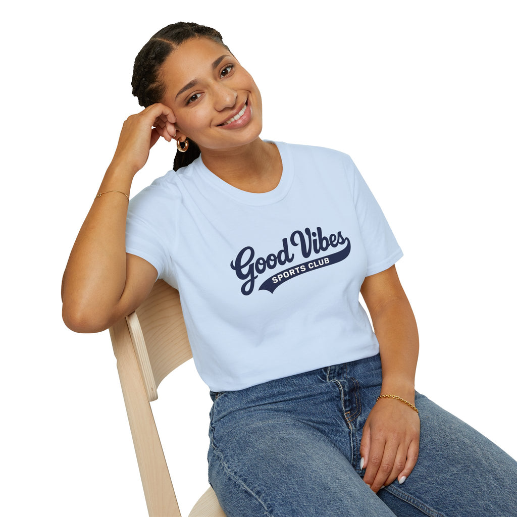 Good Vibes Sports Club T-Shirt — Casual Retro Athletic Tee