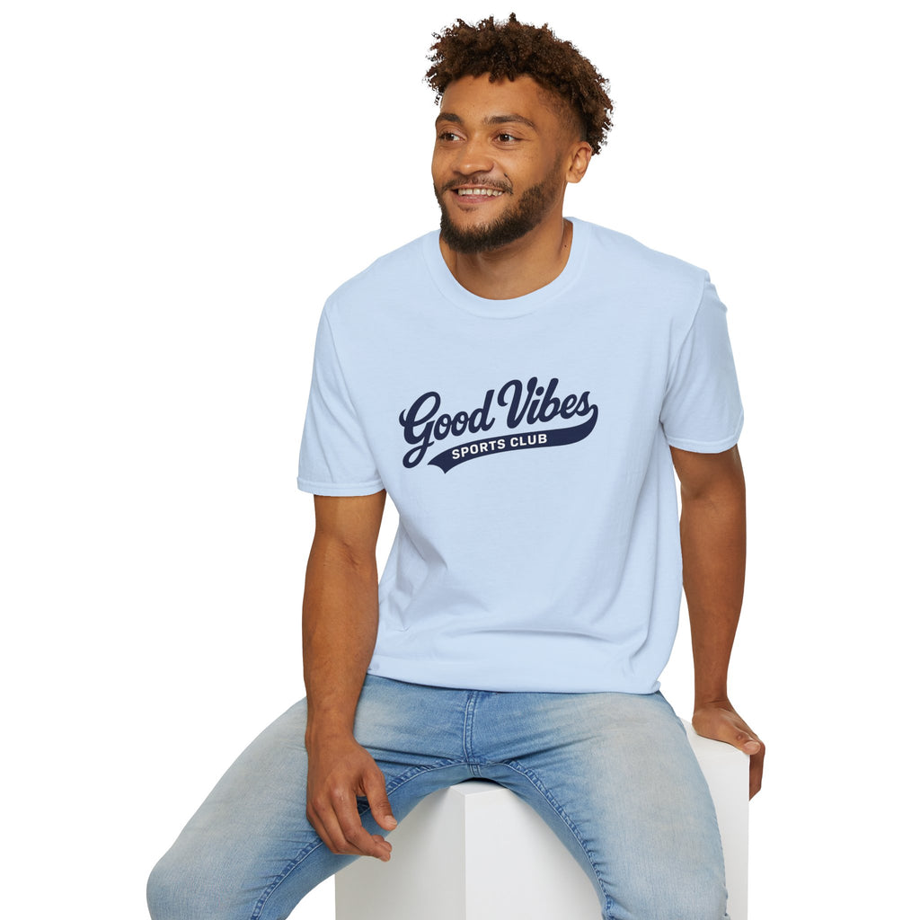 Good Vibes Sports Club T-Shirt — Casual Retro Athletic Tee